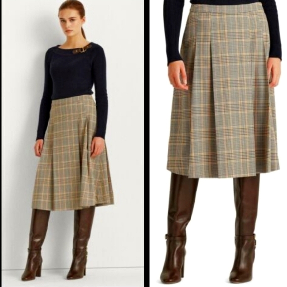 Ralph Lauren Dresses & Skirts - Ralph Lauren Plaid Wool Midi Skirt